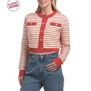 TOCCIN multi Miller Long Sleeve Crew Neck Cardigan